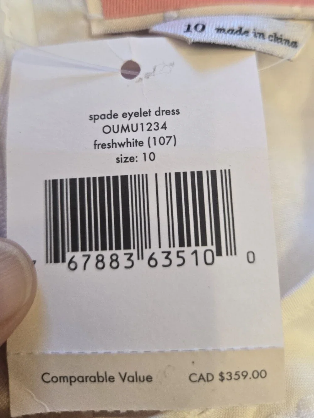 NWT Kate Spade Eyelet Dress, 10